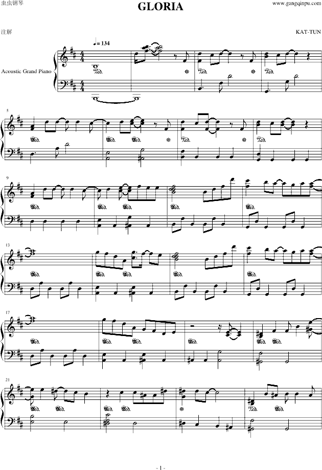 GLORIA-钢琴谱(钢琴曲)-Kar-tun1