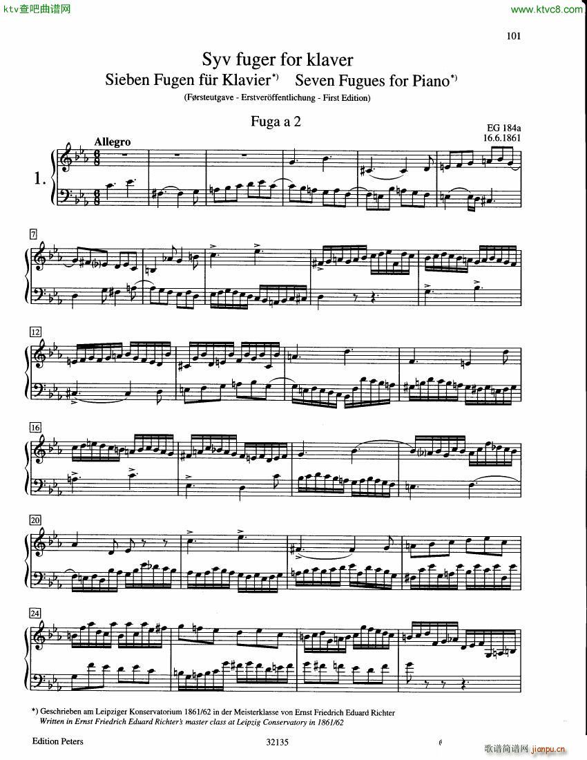 Grieg 7 Fugues EG184a 184g1