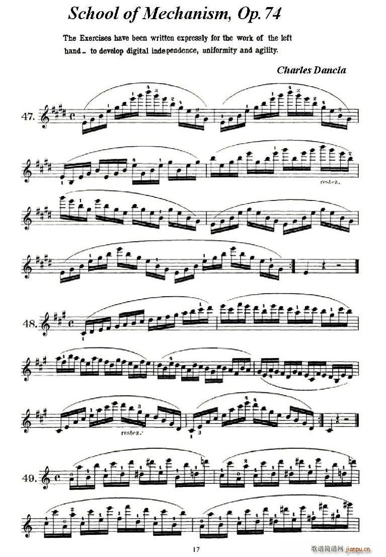 School of Mechanism, Op. 74(小提琴技巧练习47――50)1