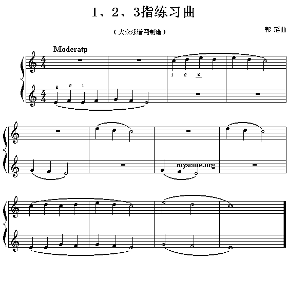 123指练习曲(幼儿钢琴小曲)1