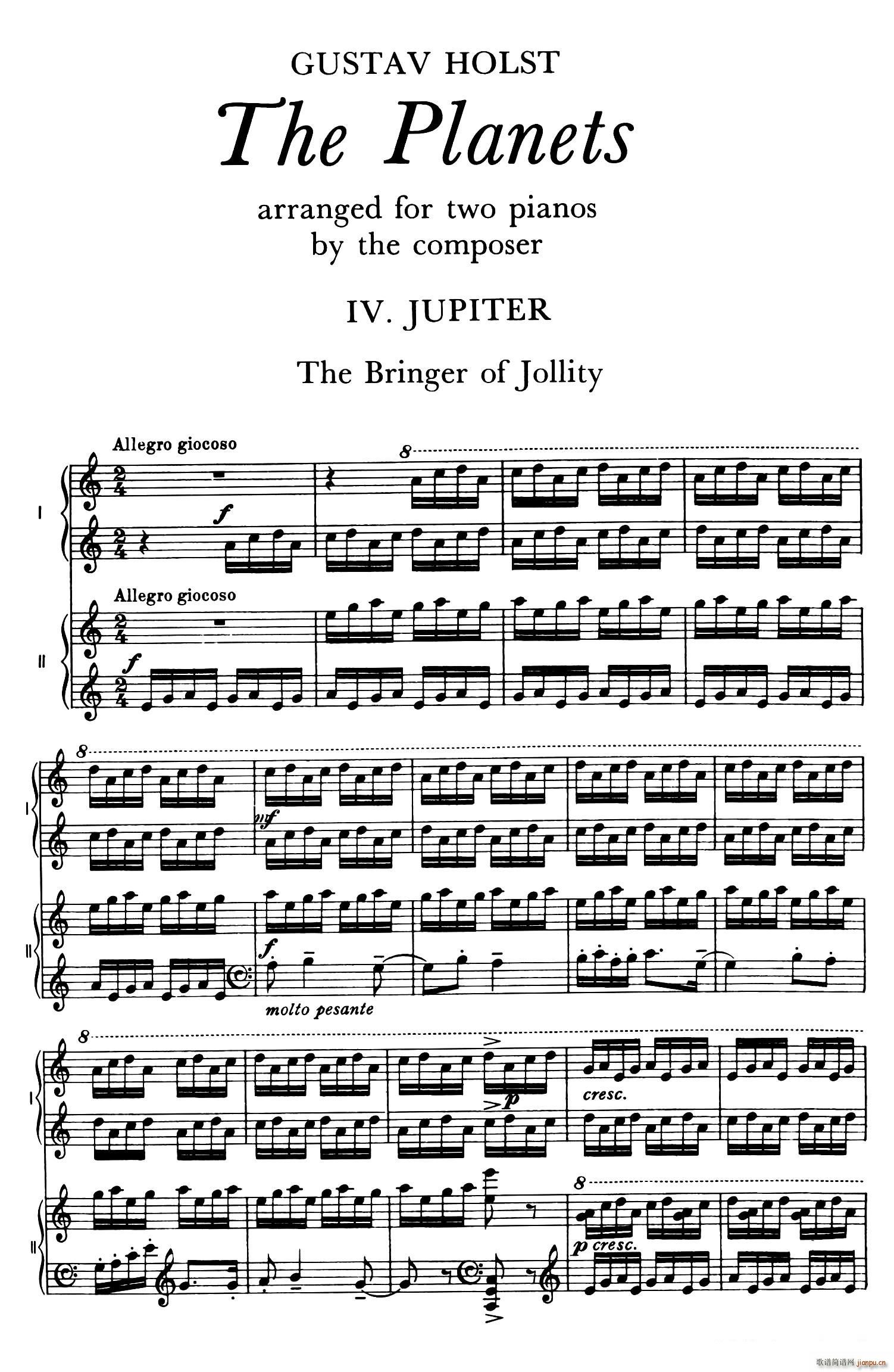 The Planets Op 32(双钢琴)(行星 第四乐章 木星―欢乐使者)1
