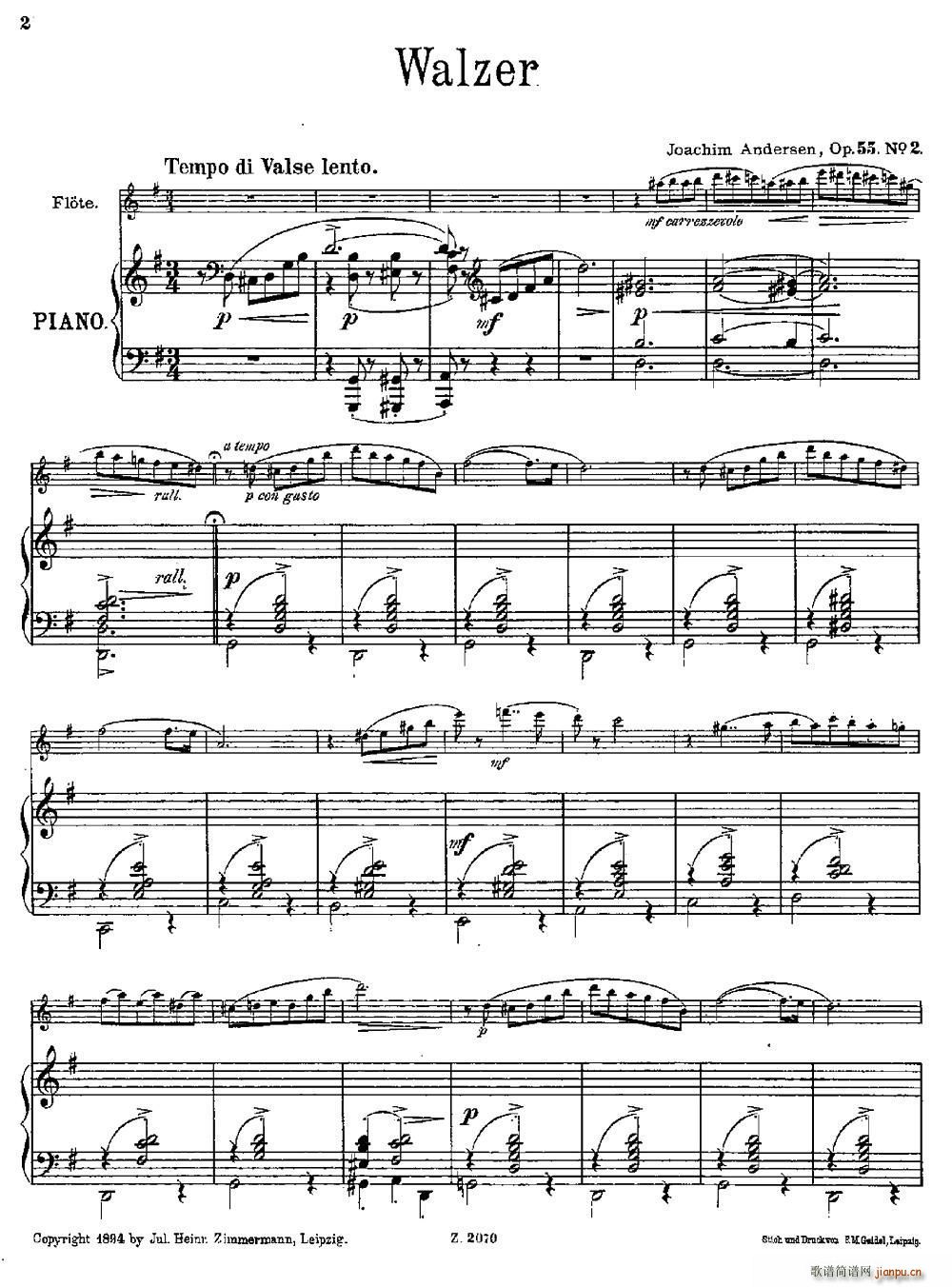 Walzer(Op 55 No 2)(长笛 钢琴伴奏)1