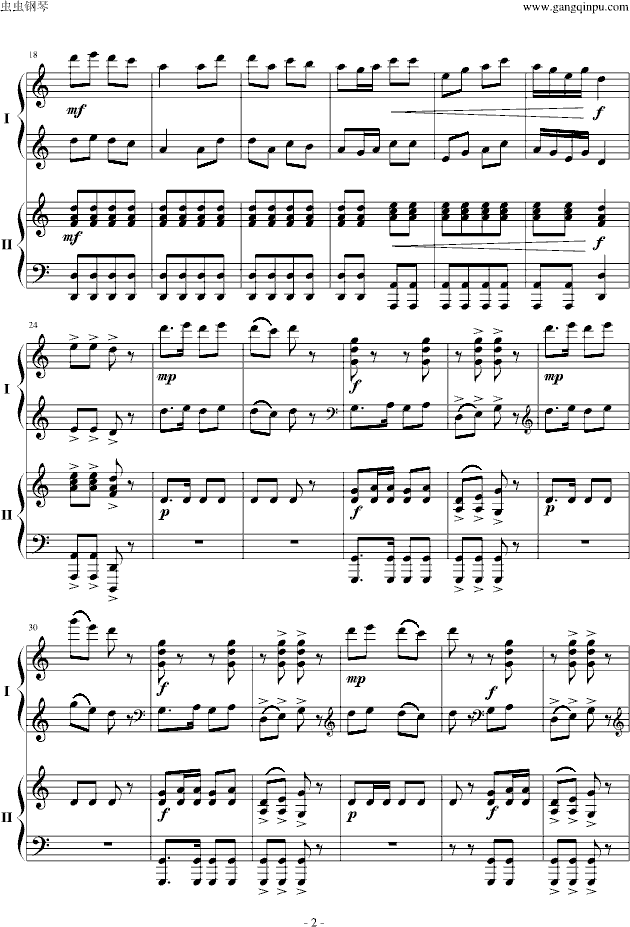金蛇狂舞 两架钢琴-钢琴谱(钢琴曲)-聂耳2