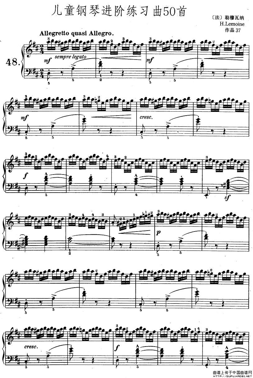 儿童钢琴进阶练习曲50首之481