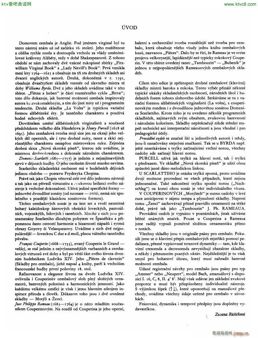 Baroque compositions for cembalo ed Ruzickova2