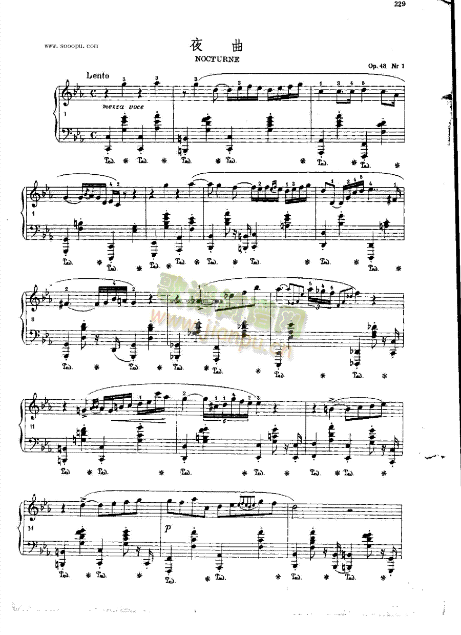 夜曲OP.48  Nr1 键盘类 钢琴1