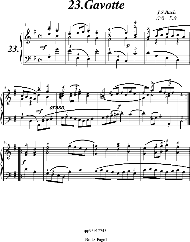 巴赫初步II No.23 Gavotte1