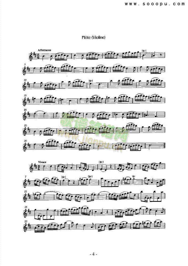 第六奏鸣曲（分谱） 管乐类 长笛4