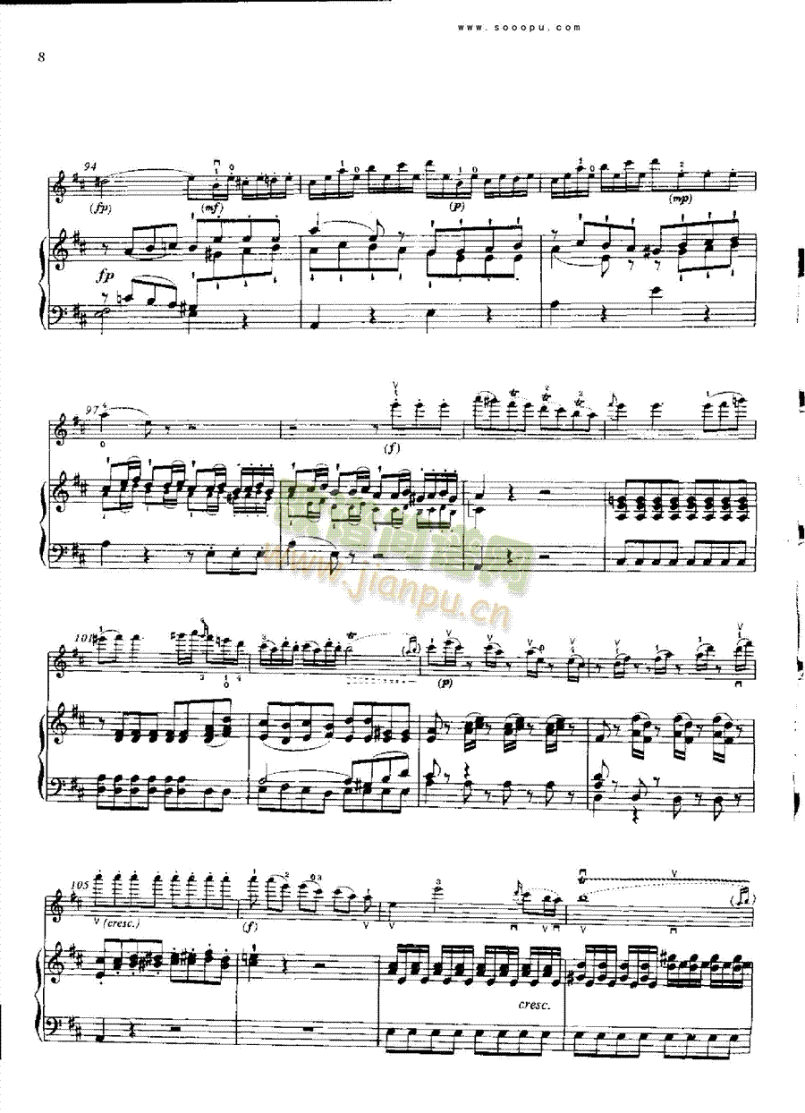 D大调第四小提琴协奏曲 KV218 键盘类 钢琴7