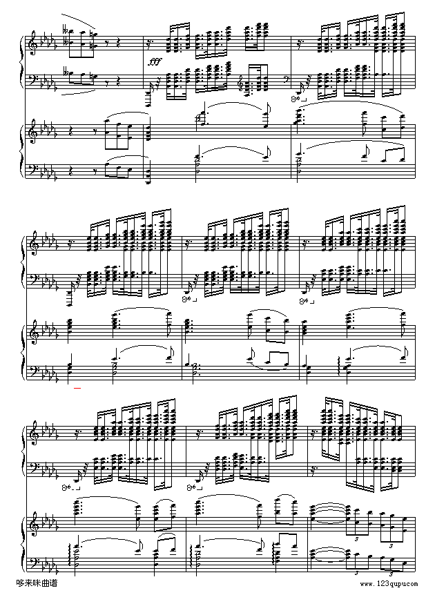 降b小调第一钢琴协奏曲(两架钢琴谱）-柴科夫斯基5