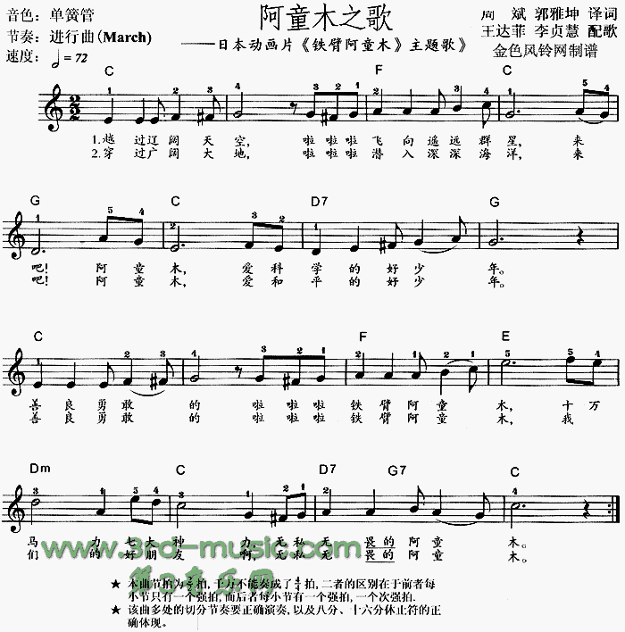阿童木之歌(《铁臂阿童木》主题歌)[电子琴谱]1