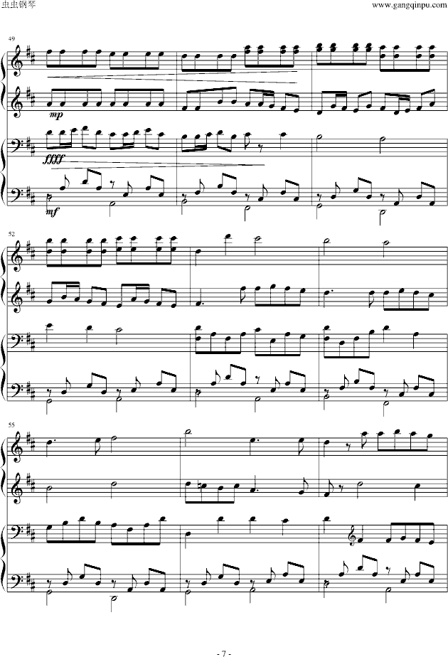 卡农四手联弹-钢琴谱(钢琴曲)-帕赫贝尔-Pachelbel7