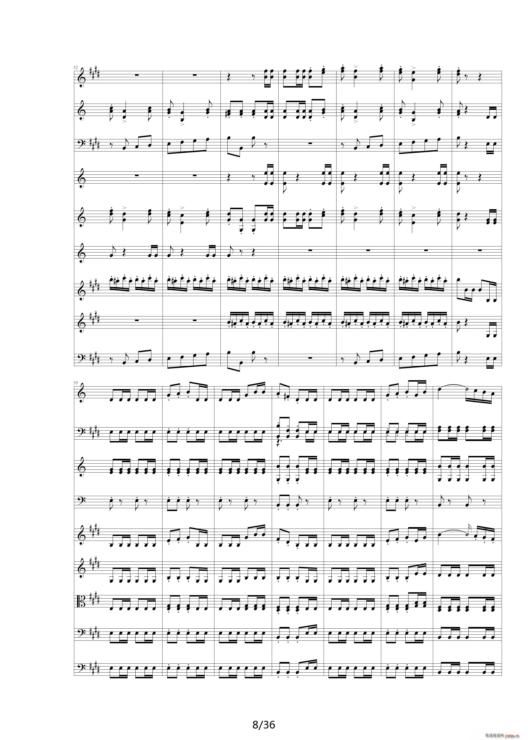 威廉退尔序曲原版扒谱 E调8