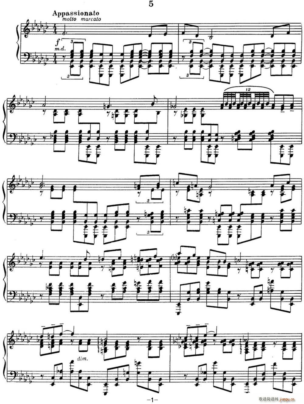 拉赫玛尼诺夫 音画练习曲13或14 Etudes tableaux Op 39 No 51