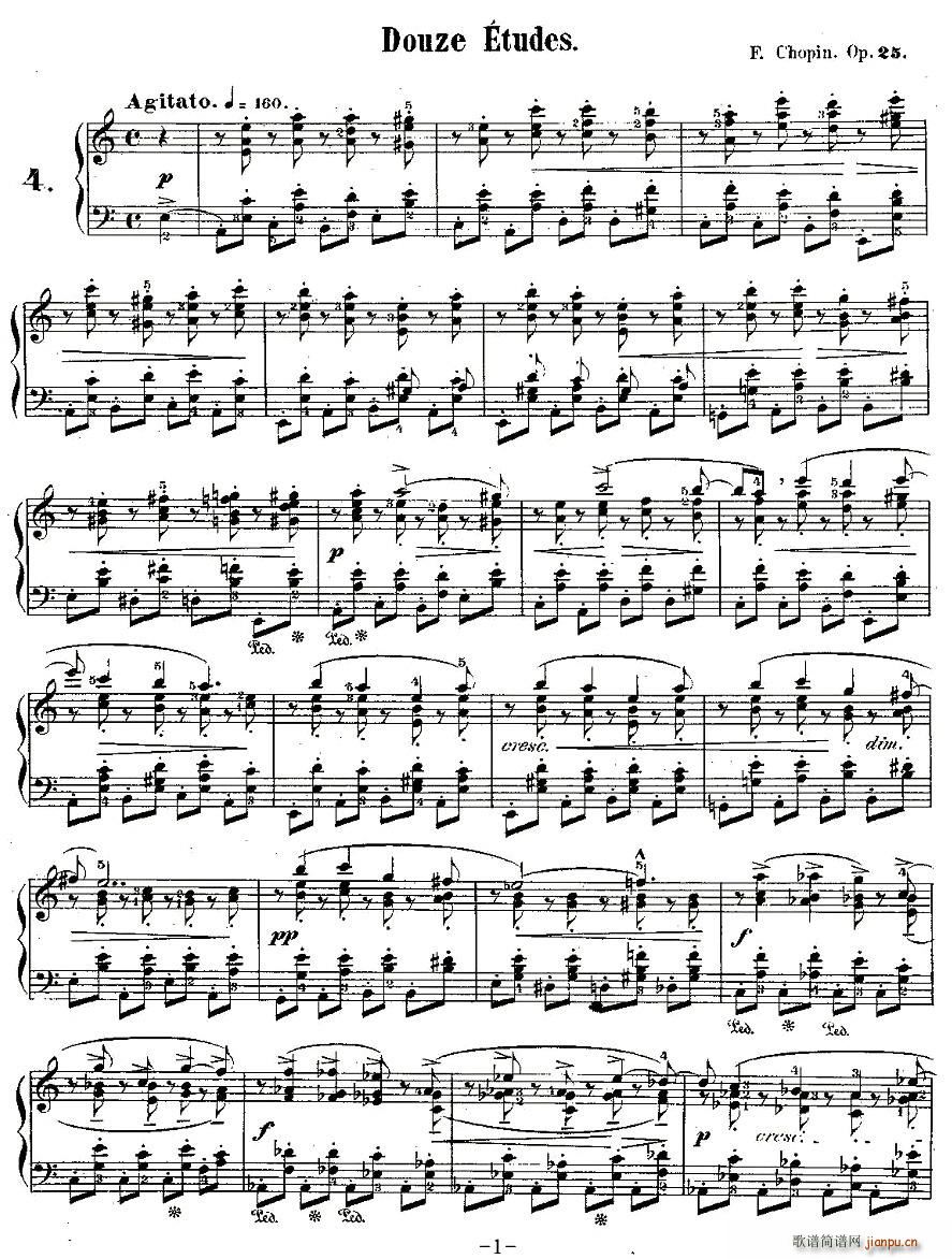 肖邦钢琴练习曲，Op.25之四1