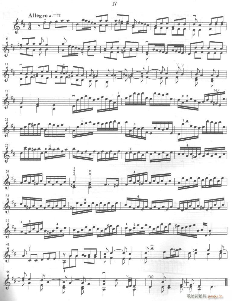 科雷利《第一奏呜曲》(D大调)6-9提琴4