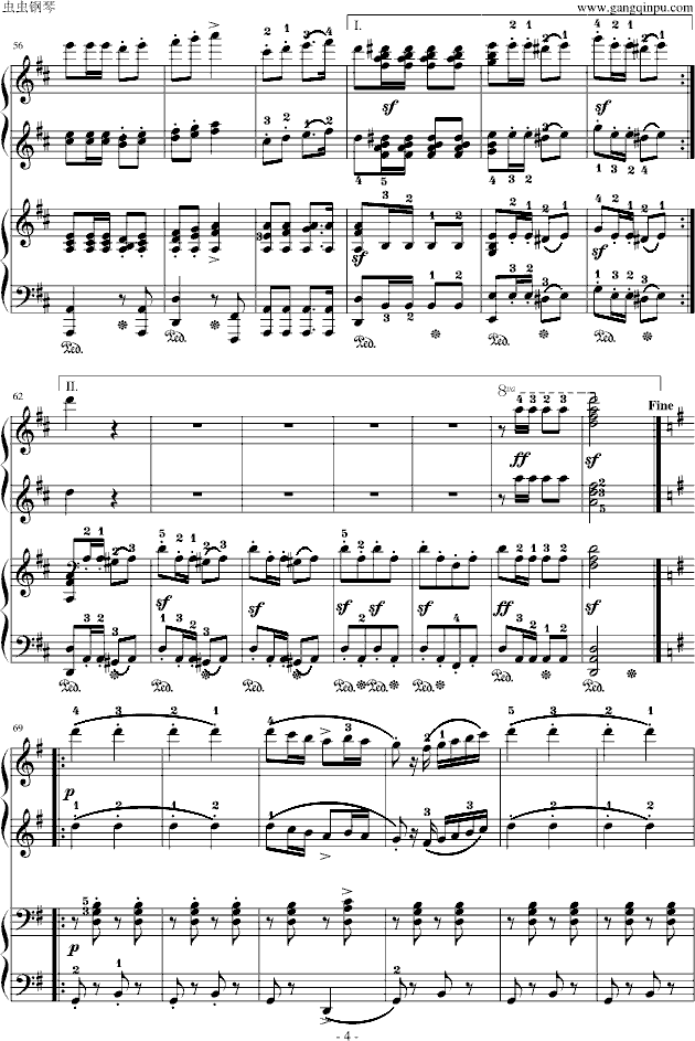 军队进行曲(四手联弹)-钢琴谱(钢琴曲)-舒伯特4