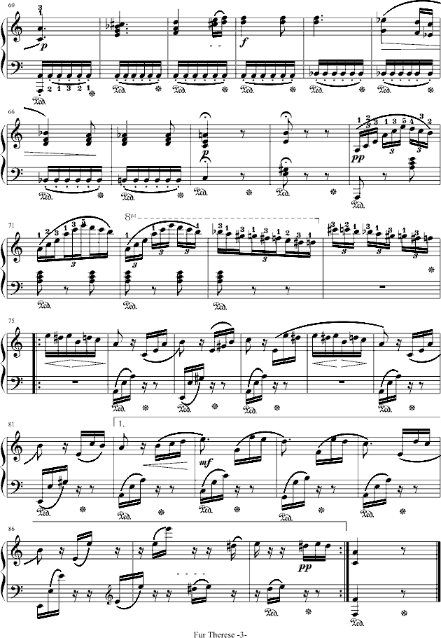 献给爱丽丝-带指法-钢琴谱(钢琴曲)-贝多芬-beethoven3