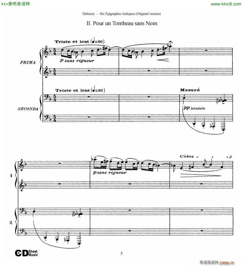 Debussy Six épigraphes Antiques 2 Piano s5