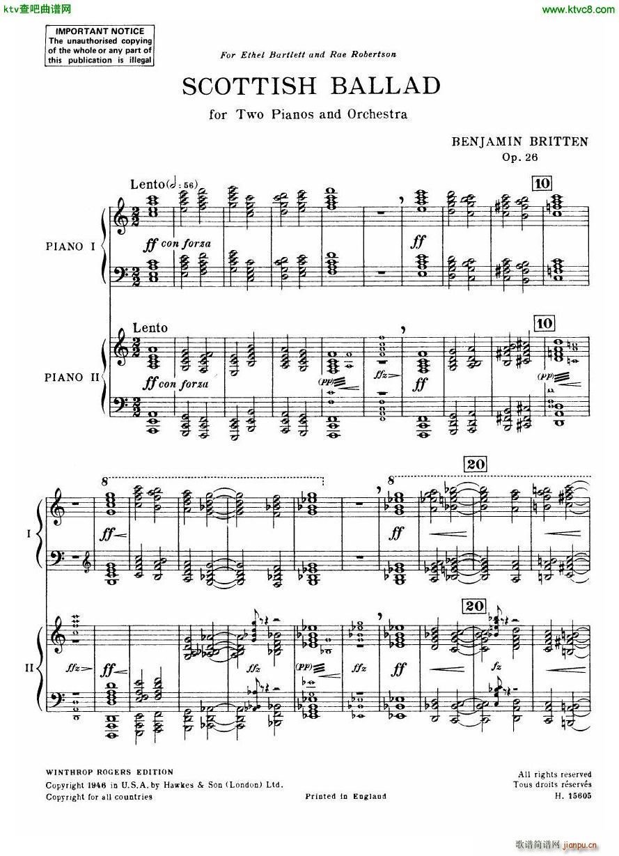 Britten Scottish Ballad op 26 arr for 2 pianos3