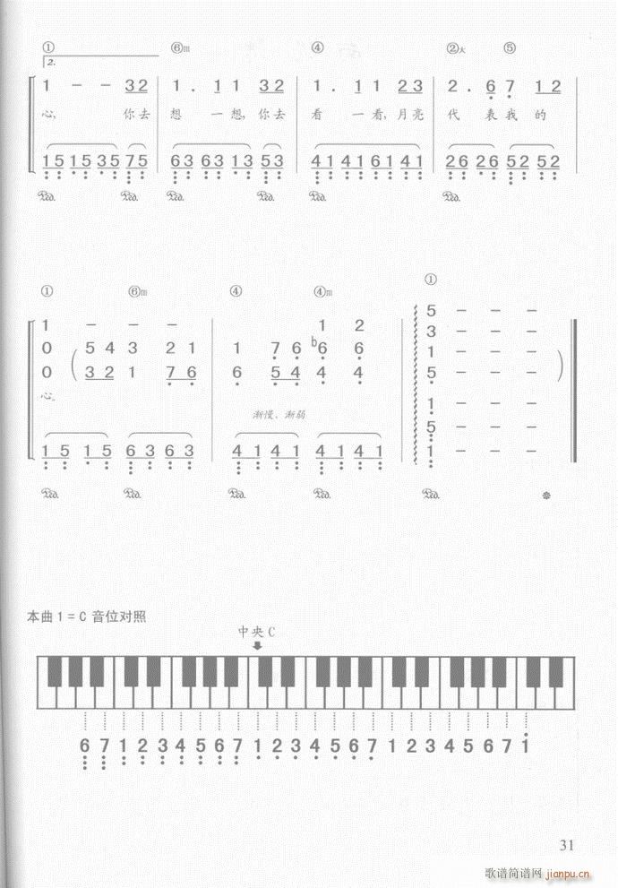 钢琴 月亮代表我的心4