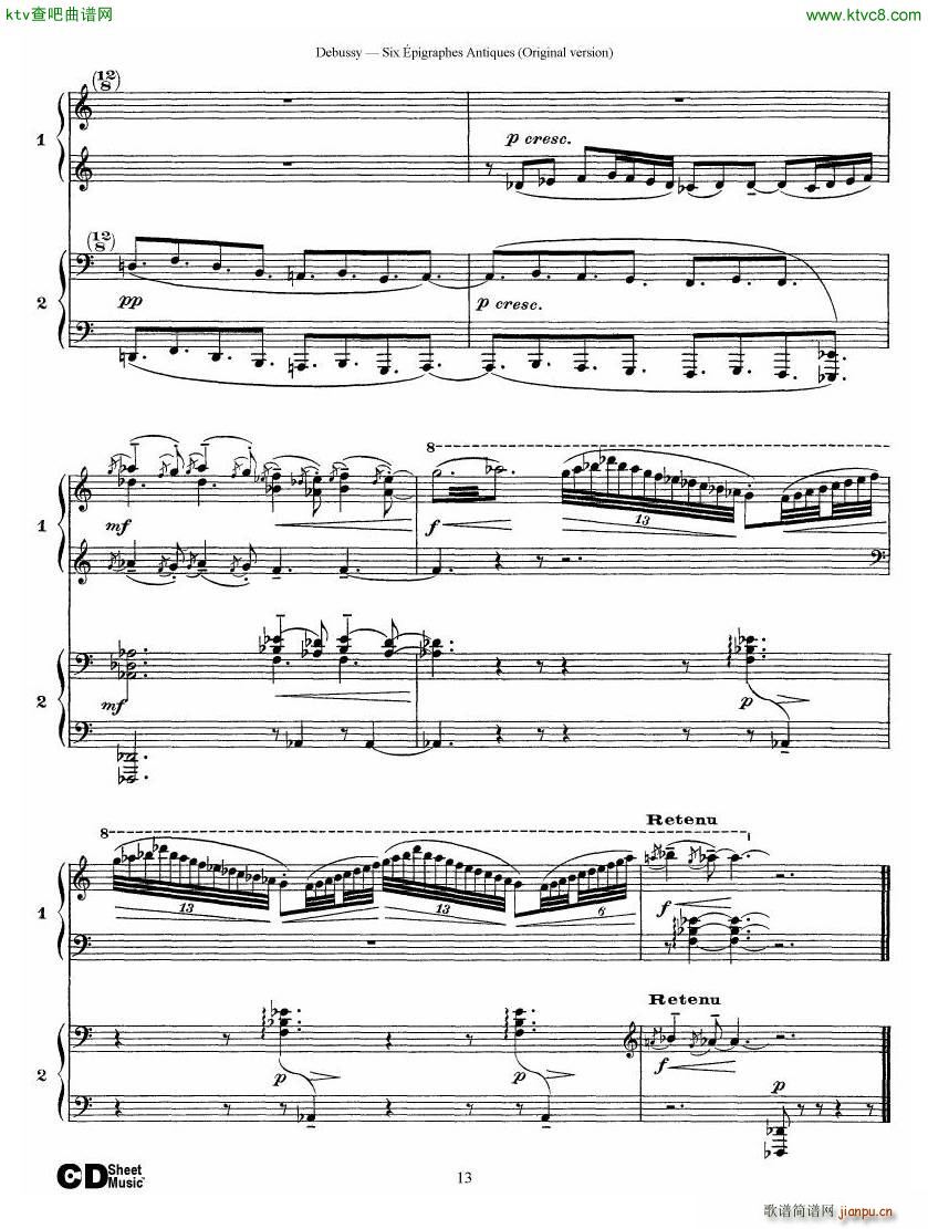 Debussy Six épigraphes Antiques 2 Piano s13