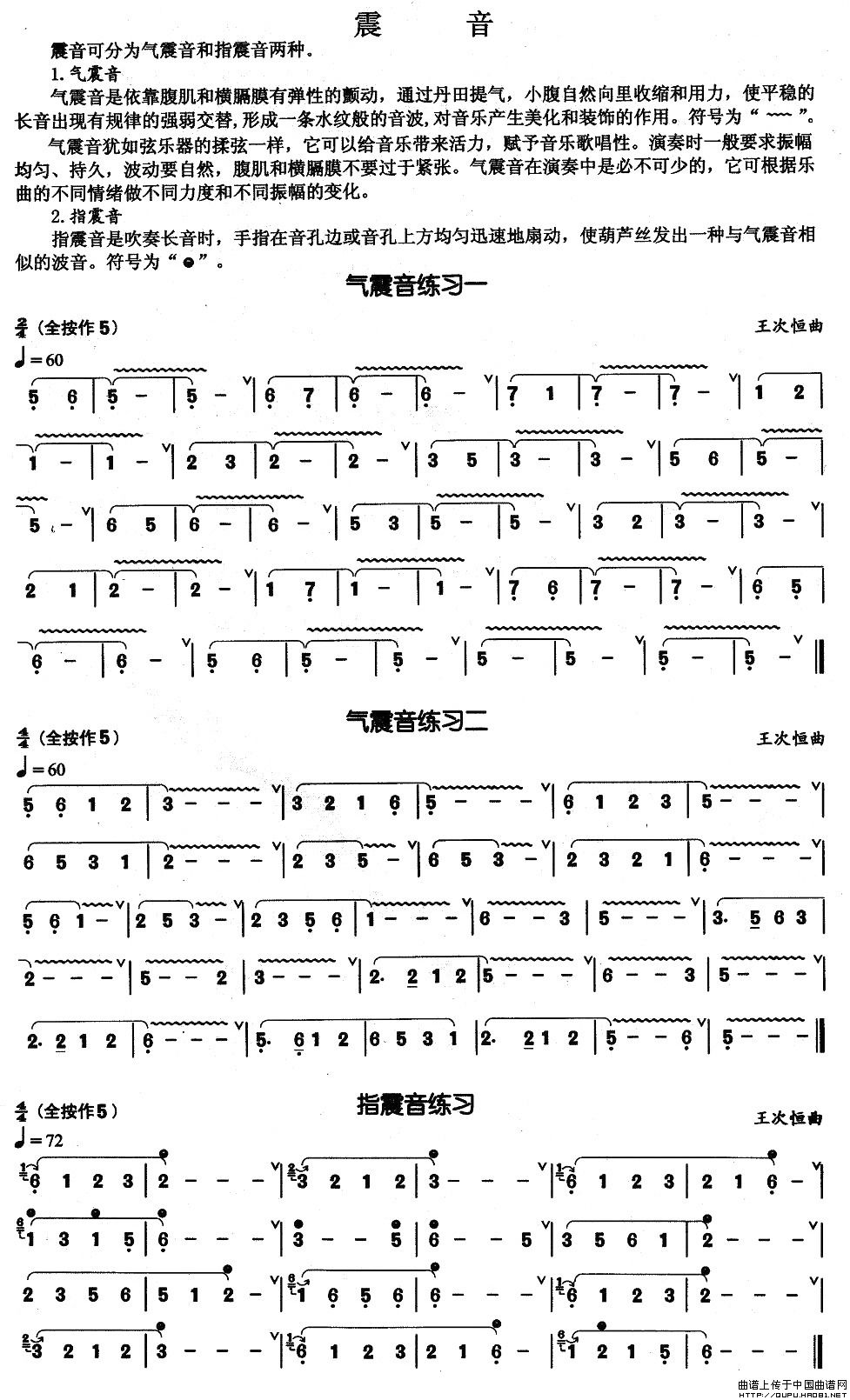 葫芦丝基本技巧练习曲--震音1