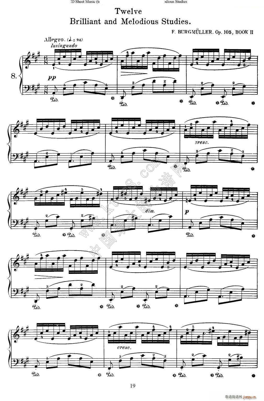 Burgmuller - 12 Brillian and Melodious Studies（8）1