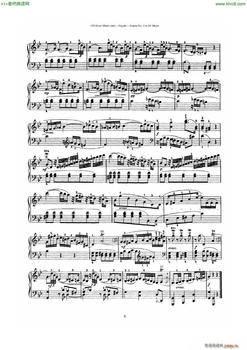 Haydn Joseph Sonata no 2 in Bb Major6