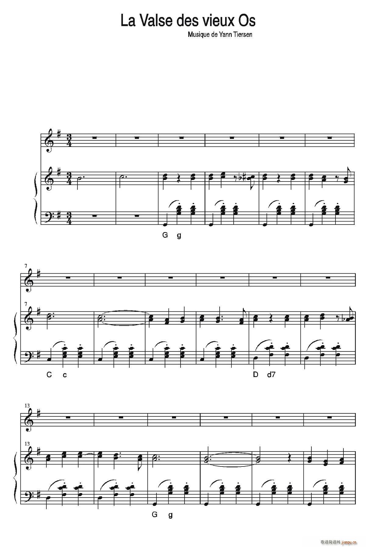 Yann Tiersen-La Valse Des Vieux Os （钢琴伴奏谱）1