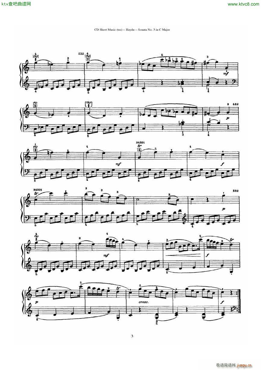 Haydn Joseph Sonata no 3 in C Major3