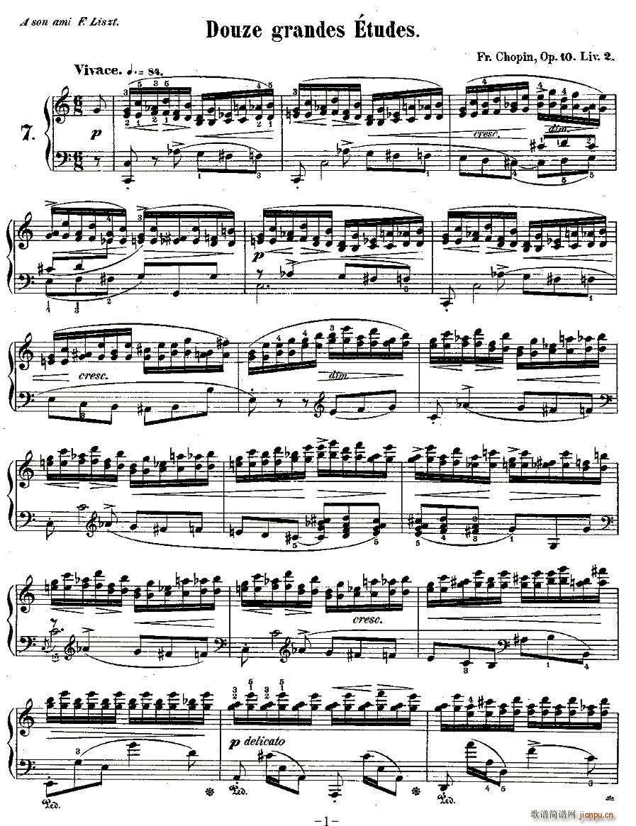 肖邦钢琴练习曲，Op.10之七1