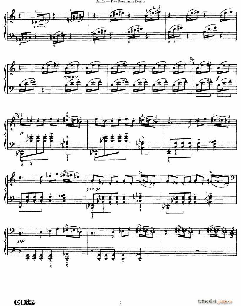 Bartok SZ 43 Two romanian dances op8a2