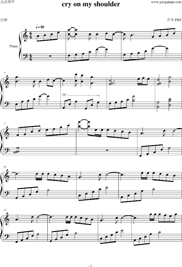 CRY ON MY SHOULDER-钢琴谱(钢琴曲)-Deutschland Sucht Den Super1
