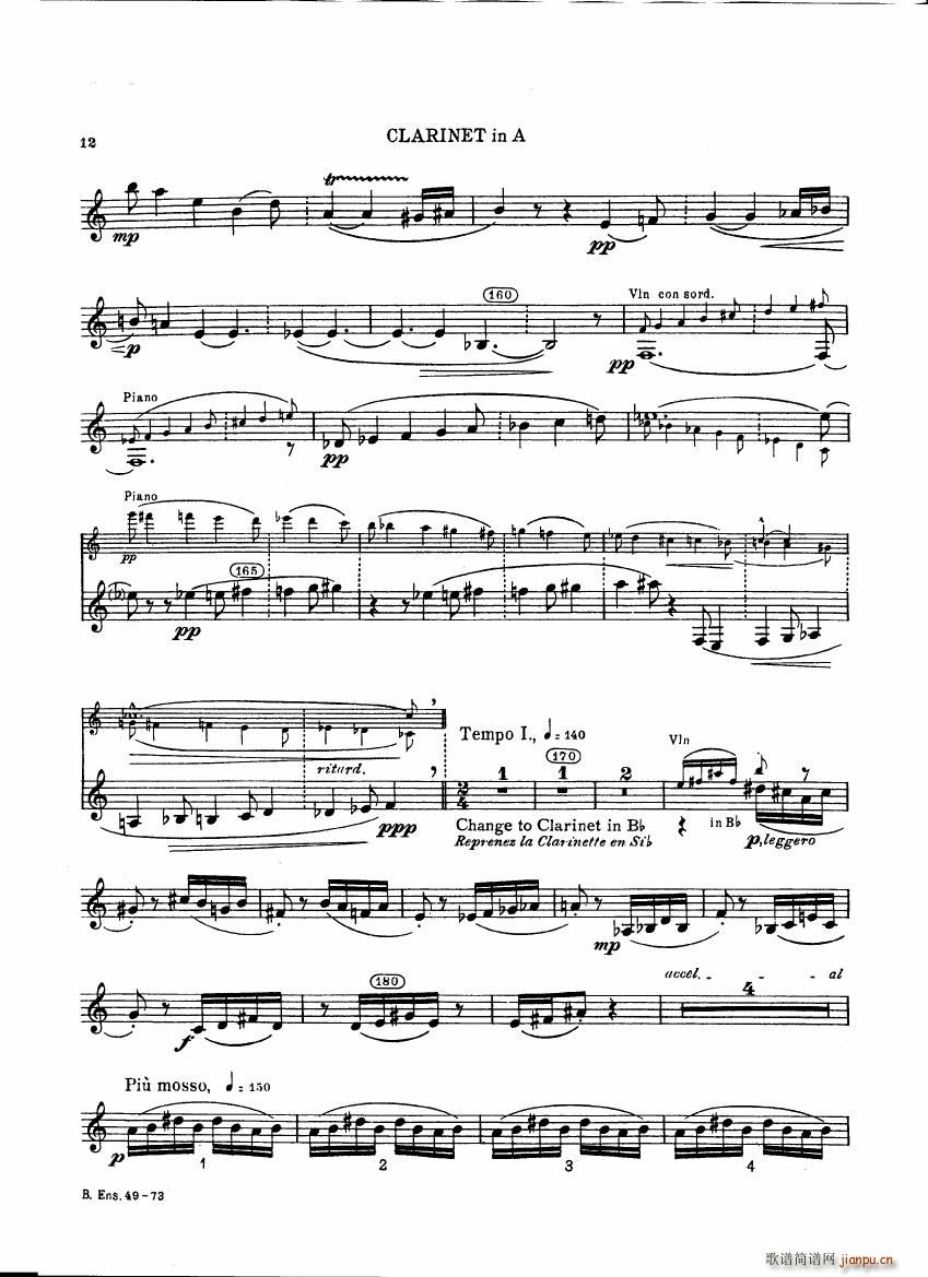 Bartok SZ 111 Contrasts clarinets A and Bb12