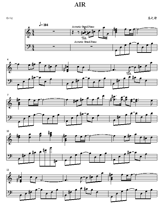 鸟之诗-Air晴空-钢琴谱(钢琴曲)-动漫影视1