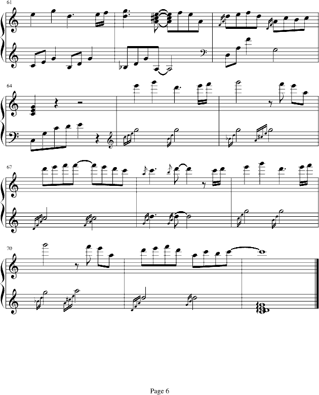 一公升的眼泪-（背景音乐完整版）-钢琴谱(钢琴曲)-影视6