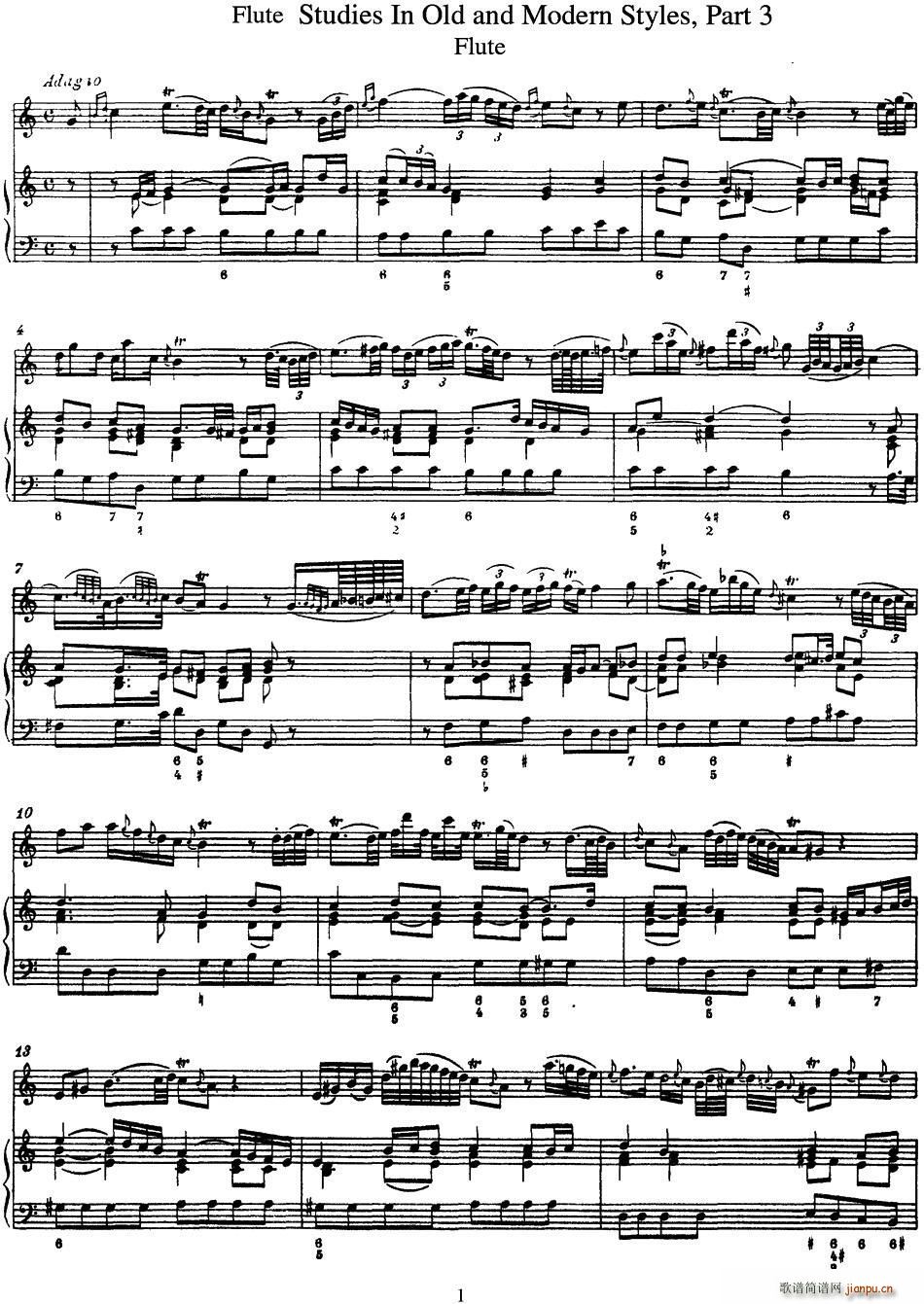 斯勒新老风格长笛练习重奏曲(第三部分)(NO 1-NO 2)1