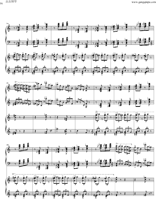 帕格尼尼主题狂想曲-（1~10变奏）-钢琴谱(钢琴曲)-拉赫马尼若夫16