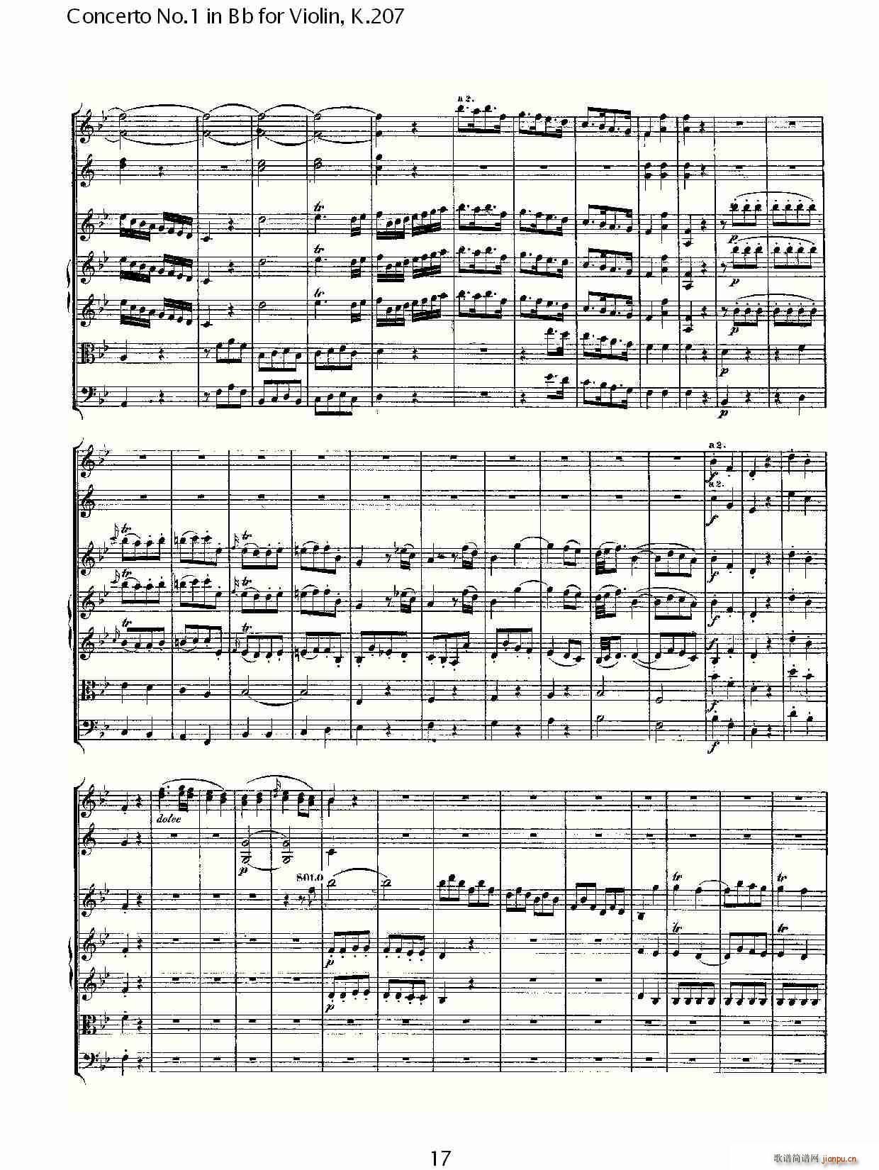 Concerto No.1 in Bb for Violin, K.207（Bb调小提琴第一协奏曲）_沃尔夫冈・阿马多伊斯・莫扎特17