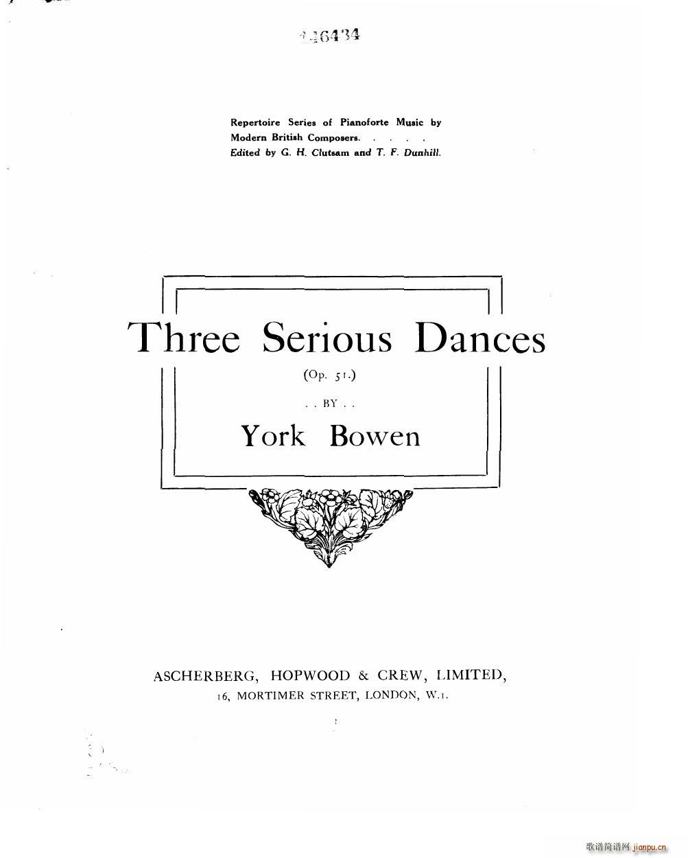 Bowen Serious Dances for piano Op 511
