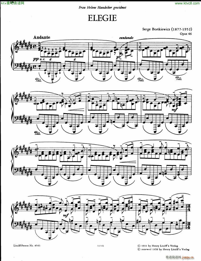 Bortkiewicz Op 42 Ballade and Op 46 Elegie14
