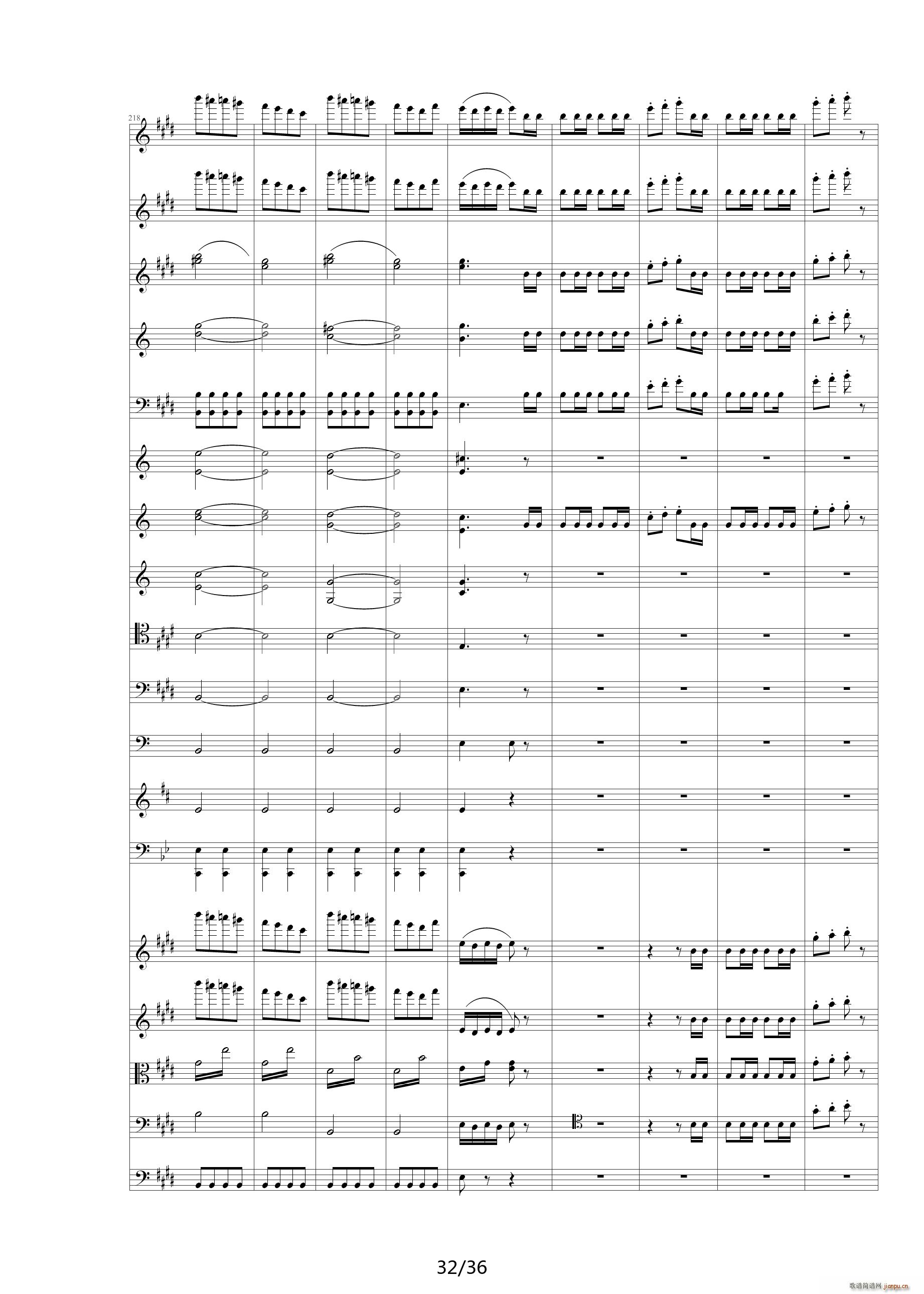 威廉退尔序曲原版扒谱 E调32