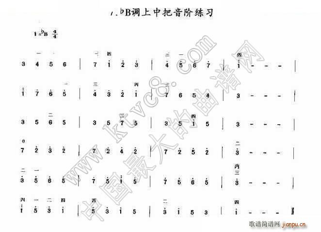 降B调上中把音阶练习 (二胡)1