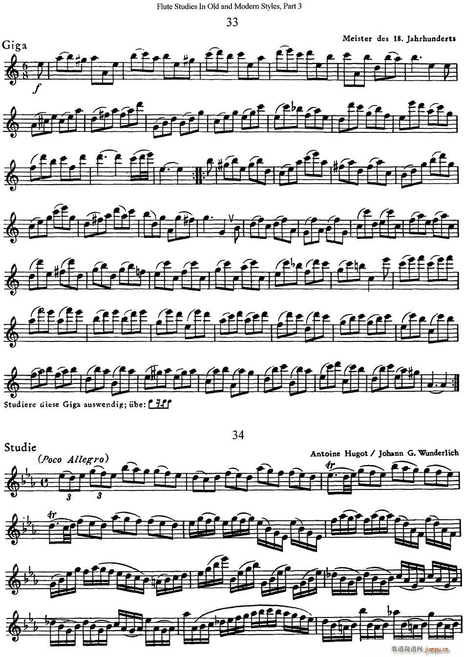 斯勒新老风格长笛练习重奏曲(第三部分)(NO 33-NO 35) 长笛1