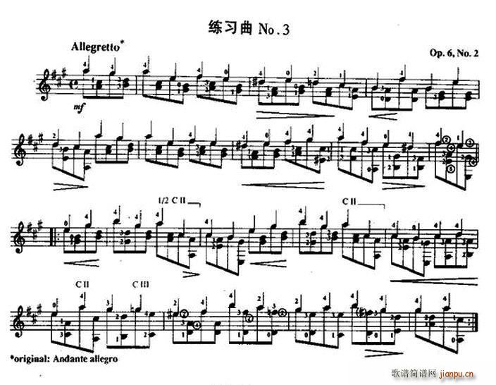 费尔南多 索尔 古典吉他练习曲 No 3(Op 6 No 2)1