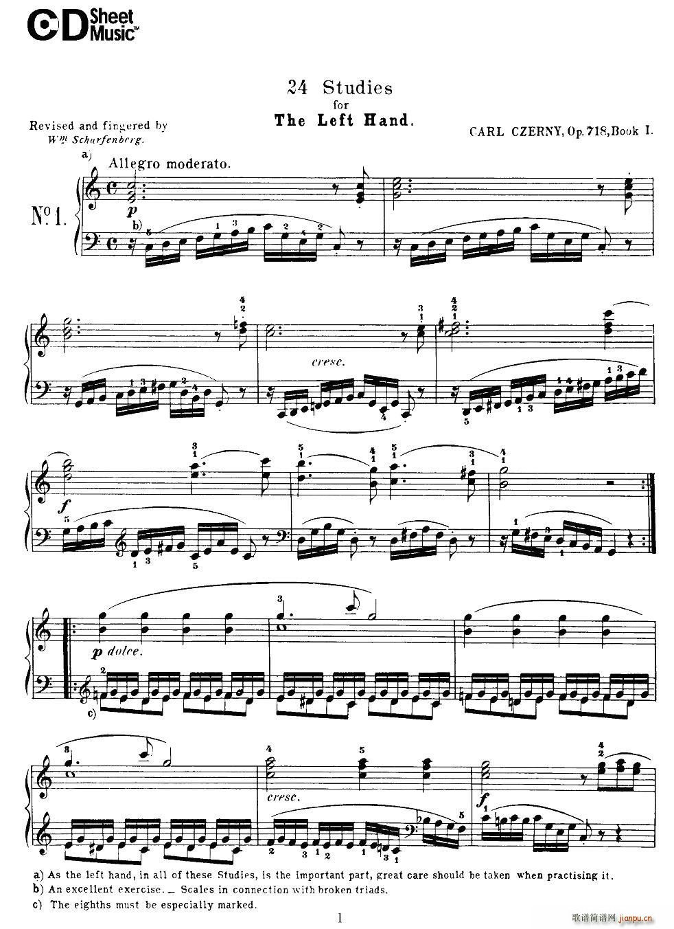 Czerny - 24 Piano Studie（1―7）（车尔尼 - 24首钢琴练习曲）1