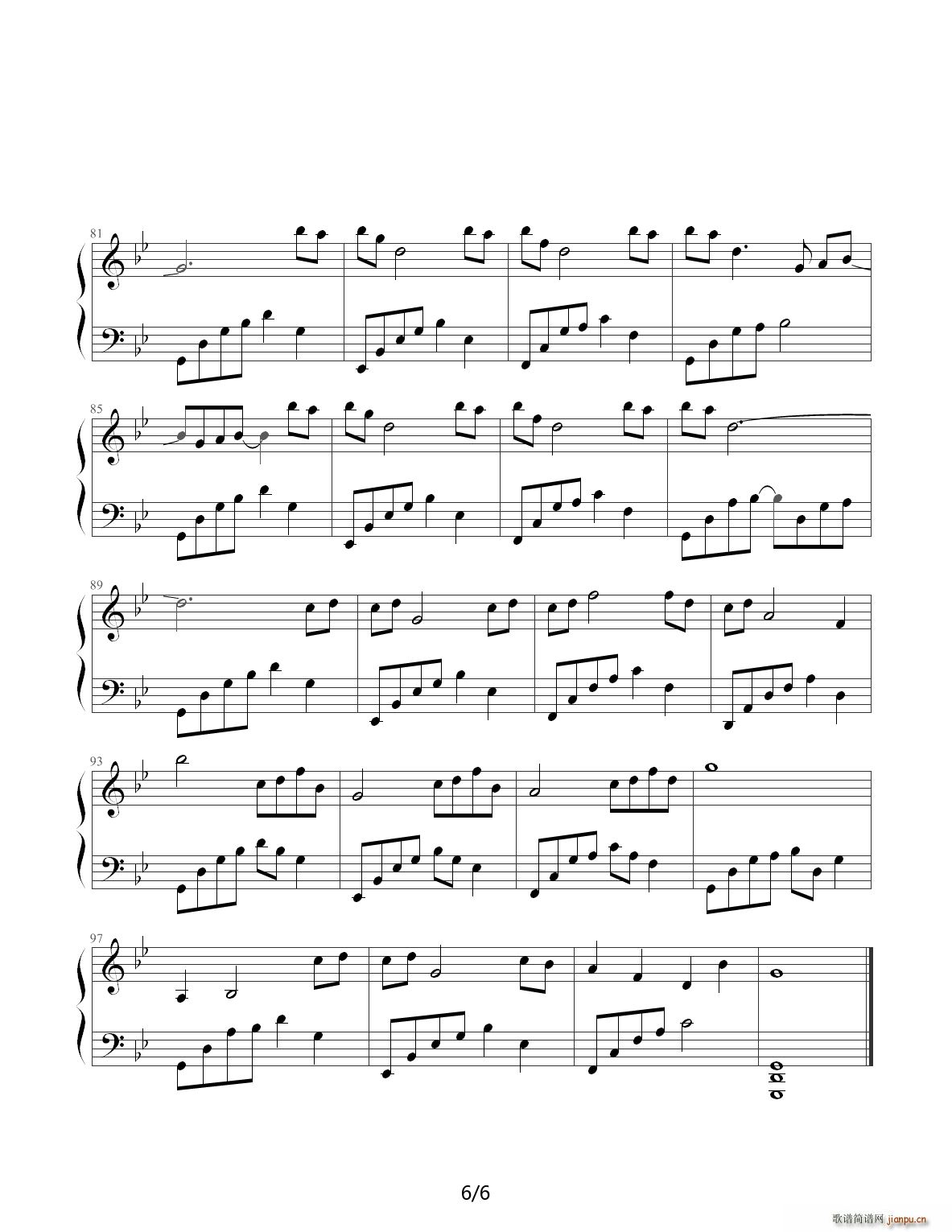 夜的钢琴曲（花的微笑 石进） 降B调6