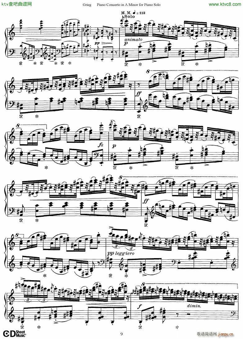 Piano Concerto in A minor Op 16 1868 rev 1907 piano solo arr9