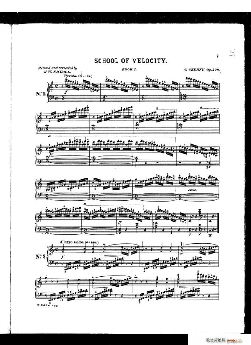 Czerny School of Velocity book 1 Op 2995